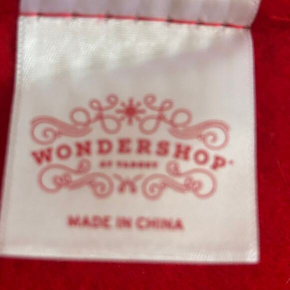 Wondershop 47" Christmas Tree Skirt Cream/Black Stripe Red Felt Edge Tie Closure - Picture 7 of 8